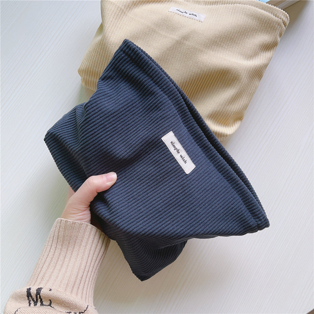 Solid Color Corduroy Simple Makeup Bag