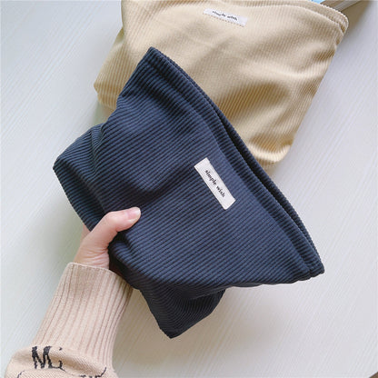Solid Color Corduroy Simple Makeup Bag
