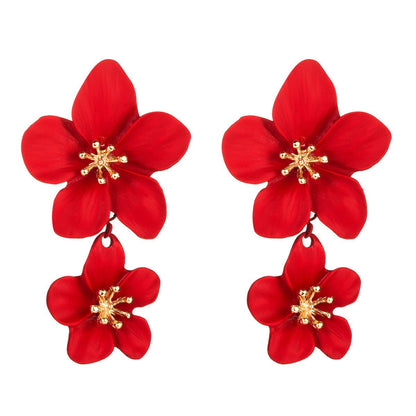 Trendy Floral Drop Earrings Alloy Geometric Jewelry