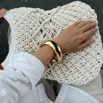 Vintage Ombre Semi-Transparent Resin Bracelet Stylish Irregular Polygon Stretchable Bangle