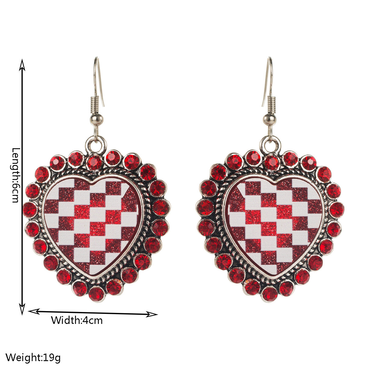 Trendy Heart-Shaped Earrings with Rhinestone Detail