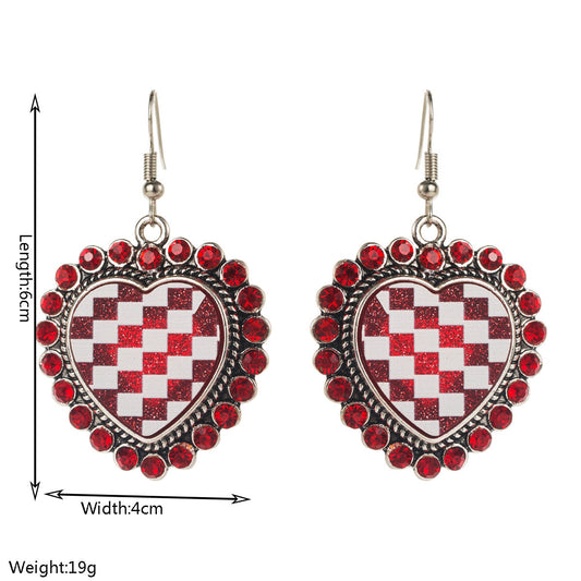 Trendy Heart-Shaped Earrings with Rhinestone Detail