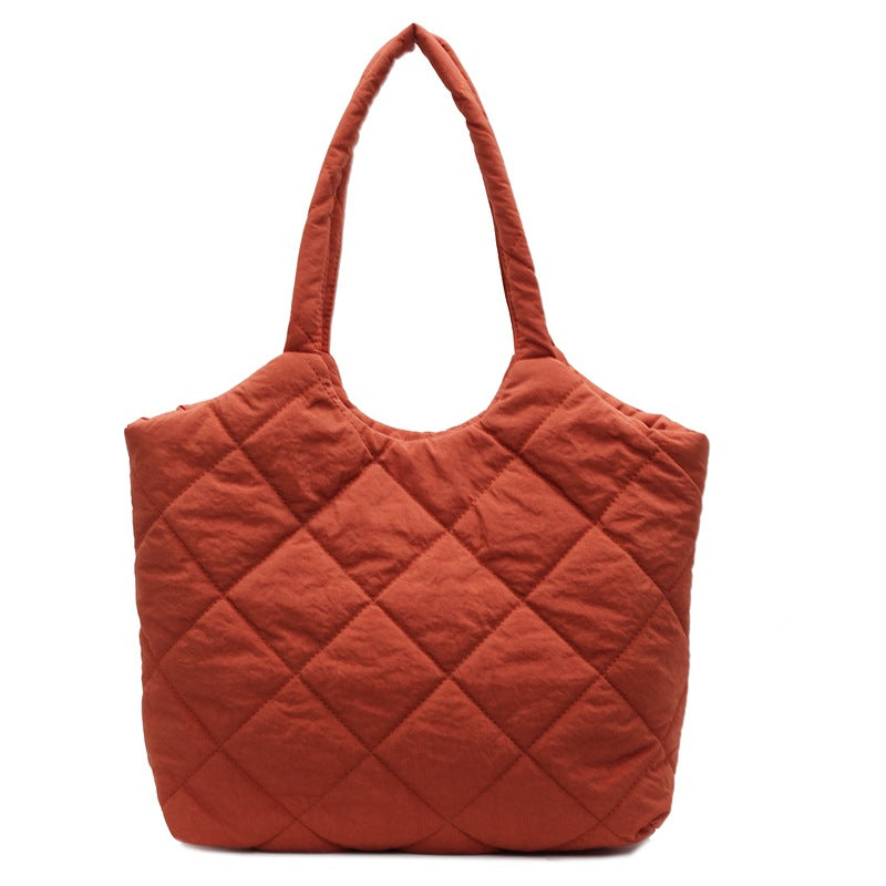 Solid Color Large Capacity Puffer Handbag