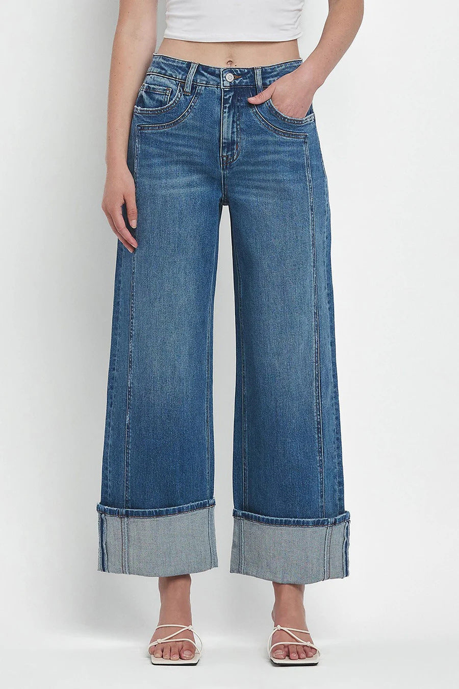 Casual Loose-Fit Mid-Rise Straight Leg Women's Fashion Jeans