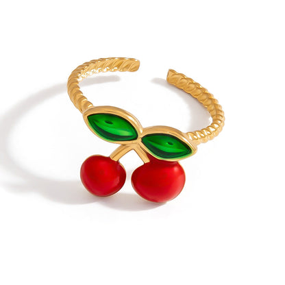 Fruit Pattern Stainless Steel Rings Cute Student Accessories