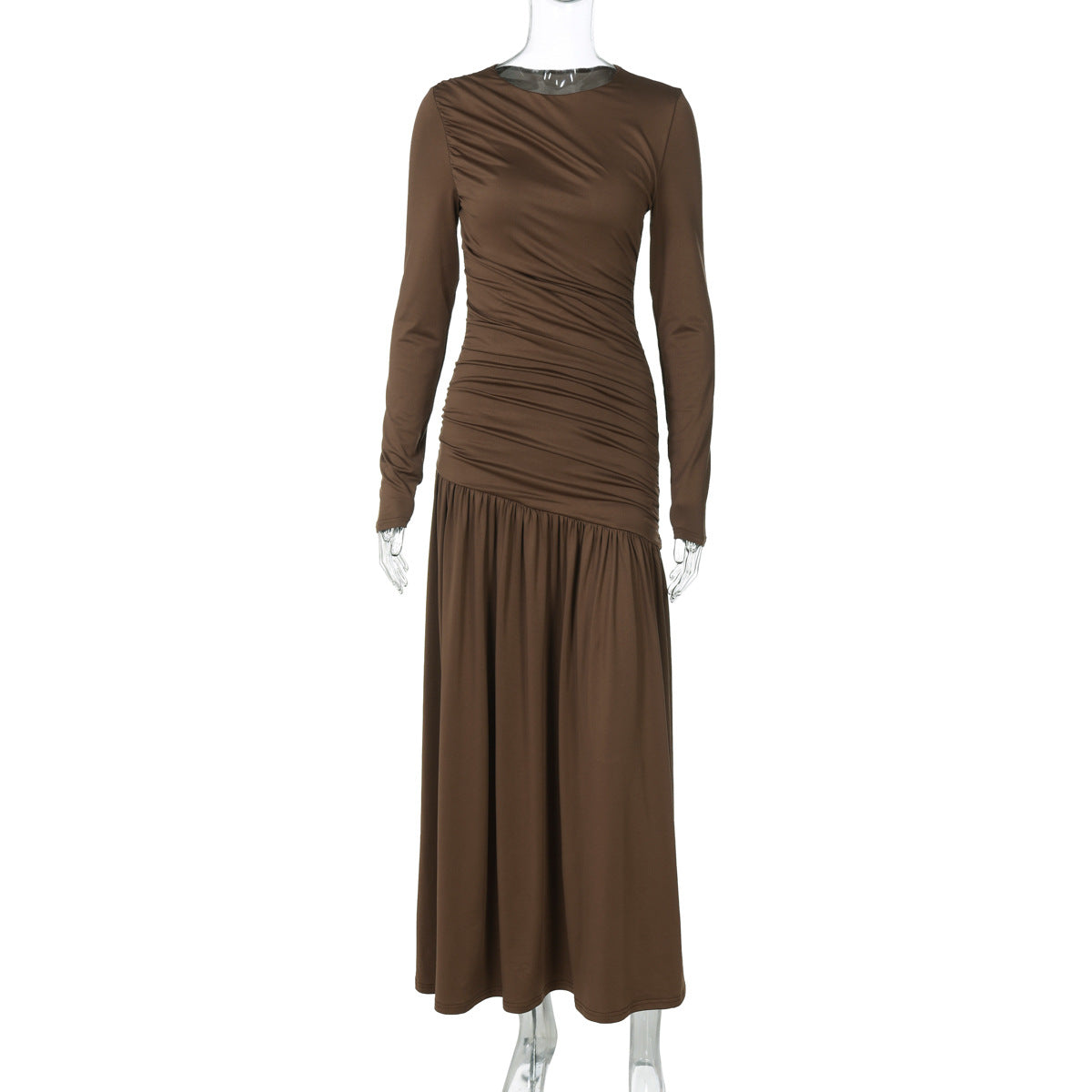 Trendy Casual Long Sleeve Dress Elegant Round Neck