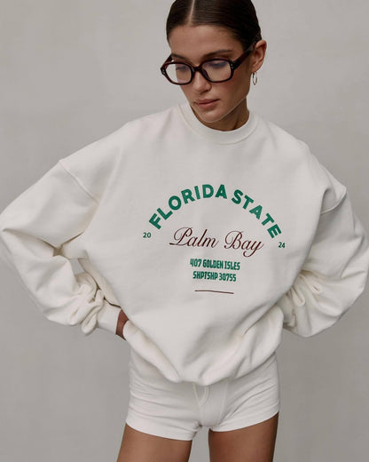 Vintage Print Loose Sport Hoodie