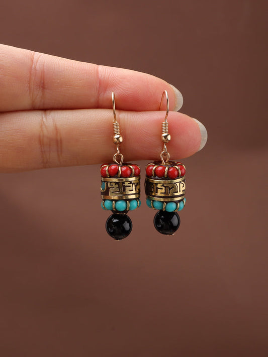 Nepal Exotic Earrings Tibetan Ethnic Style Online Celebrity Temperament Joker Earrings Retro Niche Show Face Thin Earrings.