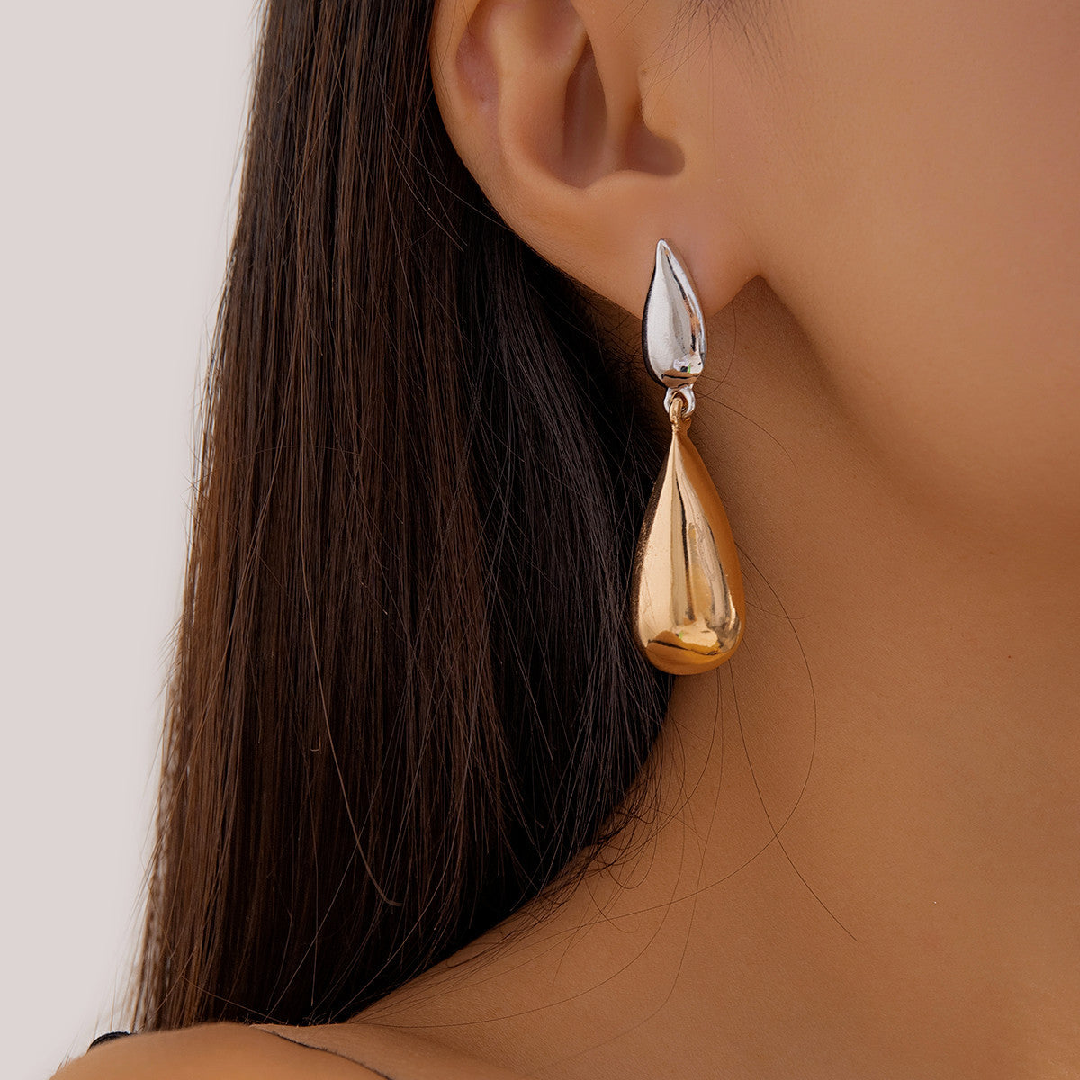 Geometric Metal Hoop Drop Earrings Trendy Casual Jewelry