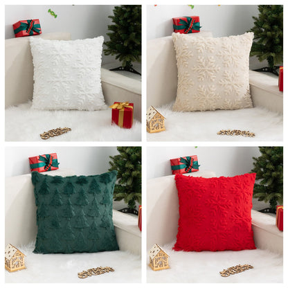 Soft Christmas Tree Snowflake Square Cushion Covers