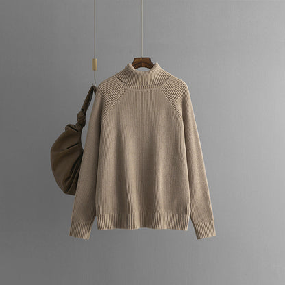 Solid Color Turtleneck Thicken Knit Sweater