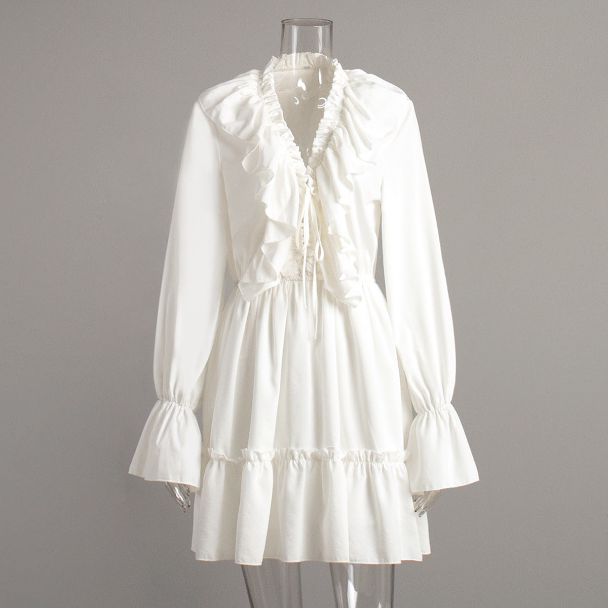 V-Neck Flare Sleeve Chiffon Dress Casual Elegant Short Dress