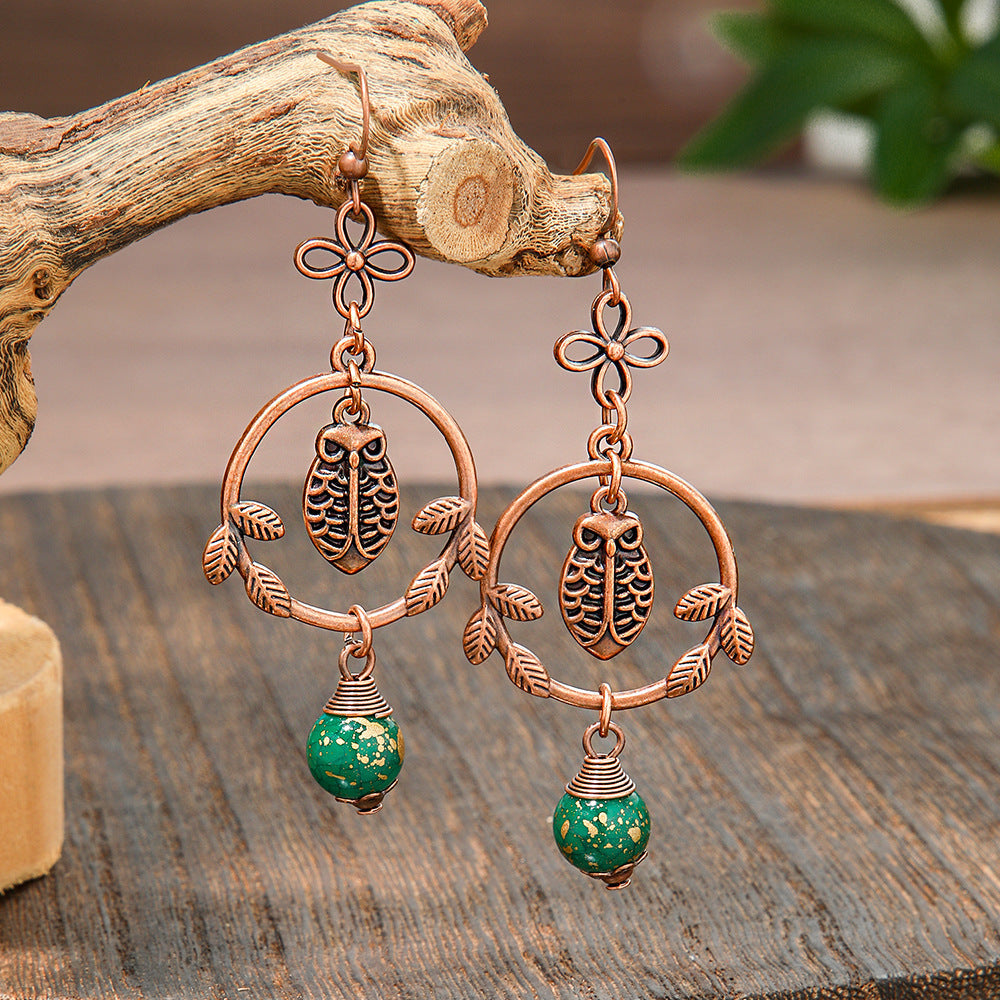 Elegant Vintage Leaf Dangle Earrings Zinc Alloy Art Design