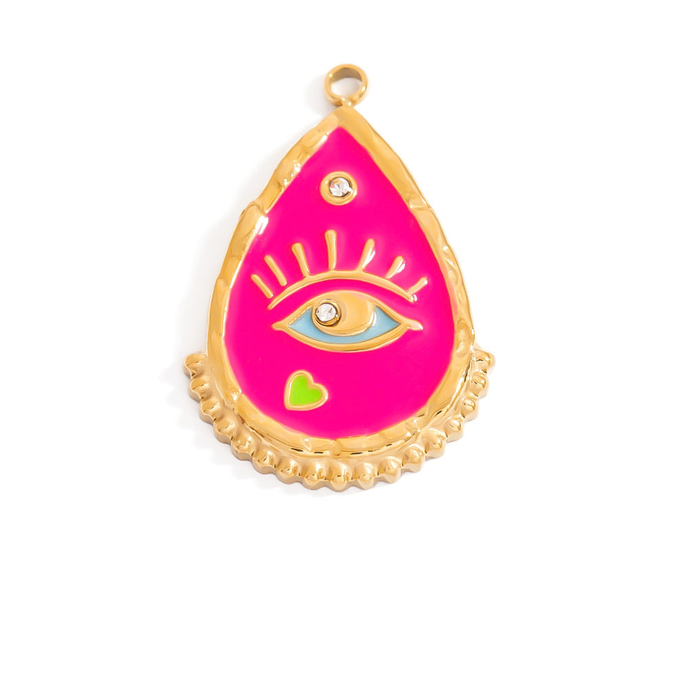Evil Eye Hamsa Pendant Necklace Stainless Steel 18K Gold DIY Vintage Floral Charm