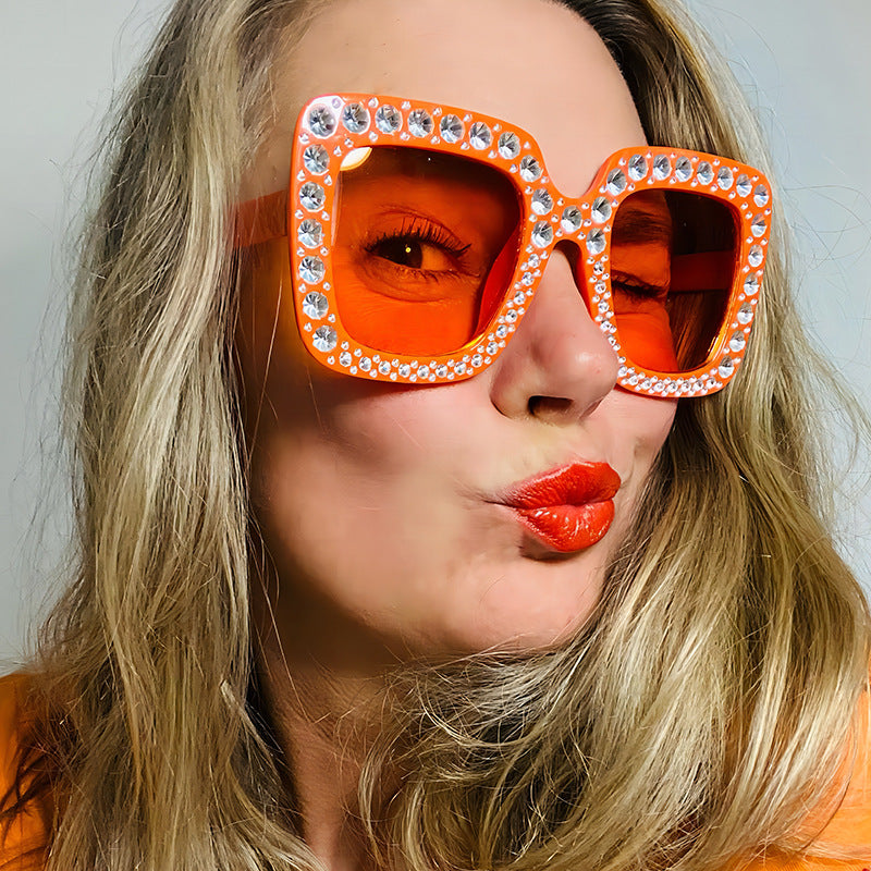 Colorful Bling Square Sunglasses Retro UV400 Protection