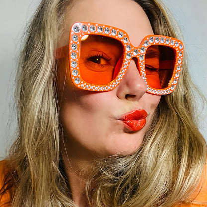 Colorful Bling Square Sunglasses Retro UV400 Protection