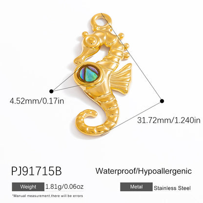 DIY Jewelry Accessories 18K Gold-Plated Stainless Steel Ocean-Inspired Bracelet Necklace Earring Pendant