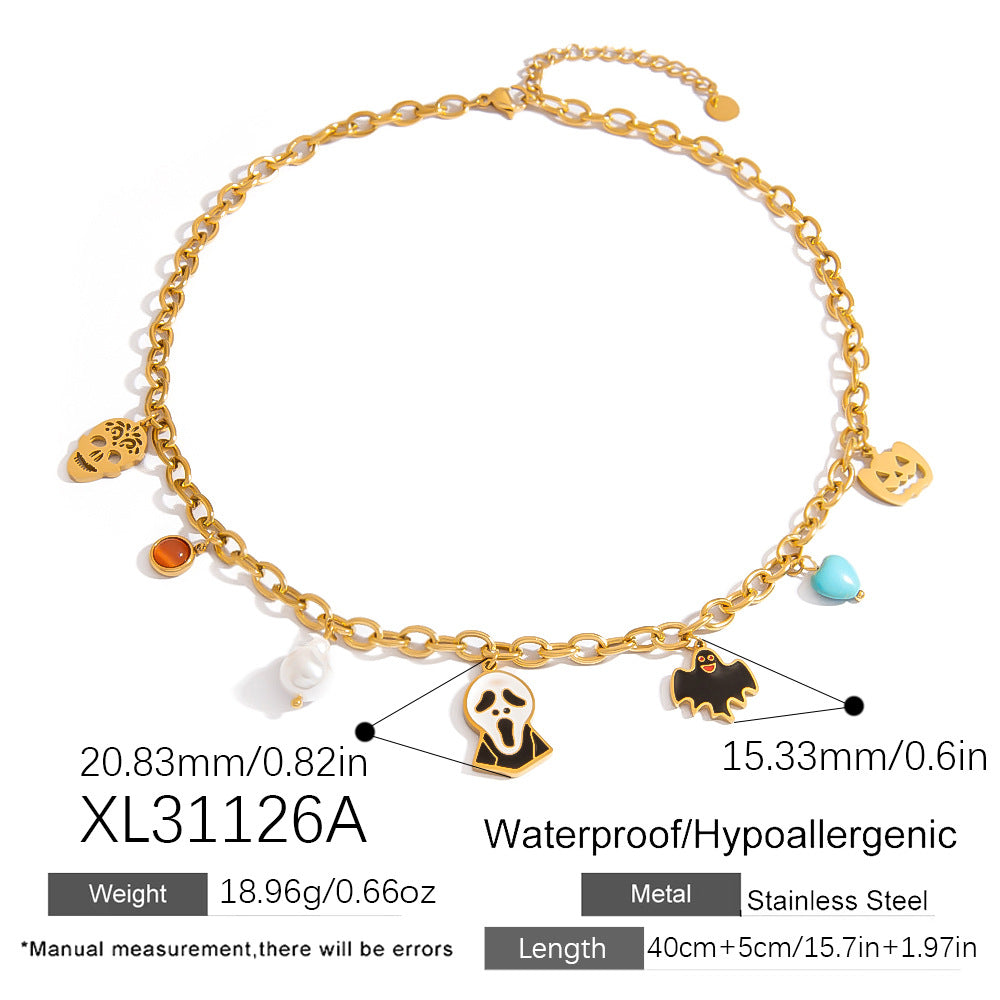 DIY Stainless Steel Halloween Necklace Bracelet Earring Set