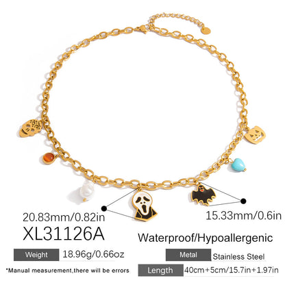 DIY Stainless Steel Halloween Necklace Bracelet Earring Set