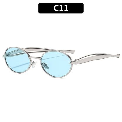 Metal Oval Sunglasses Stylish UV400 Protective Eyewear