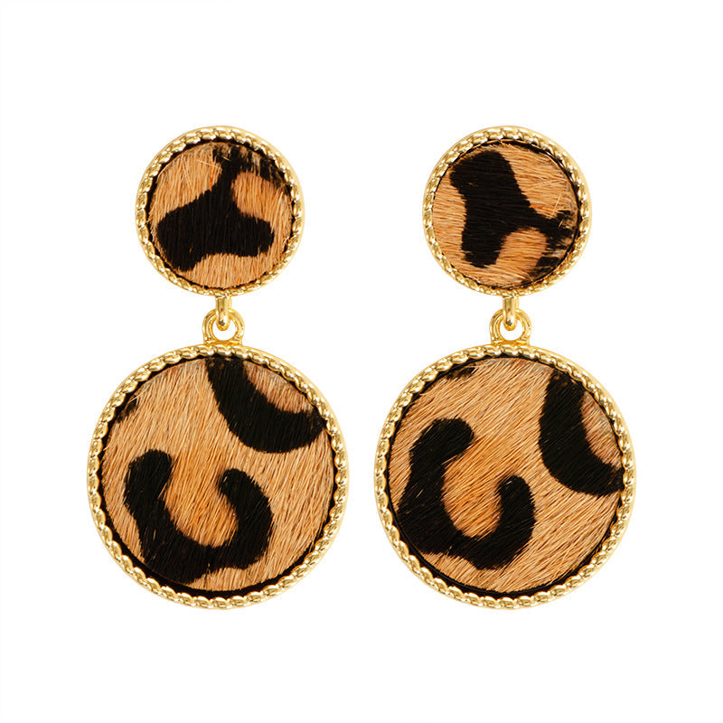 Natural Horse Hair Leopard Print Earrings Luxury Fashion Accessories