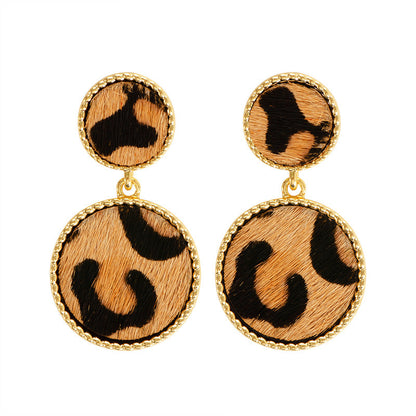 Natural Horse Hair Leopard Print Earrings Luxury Fashion Accessories