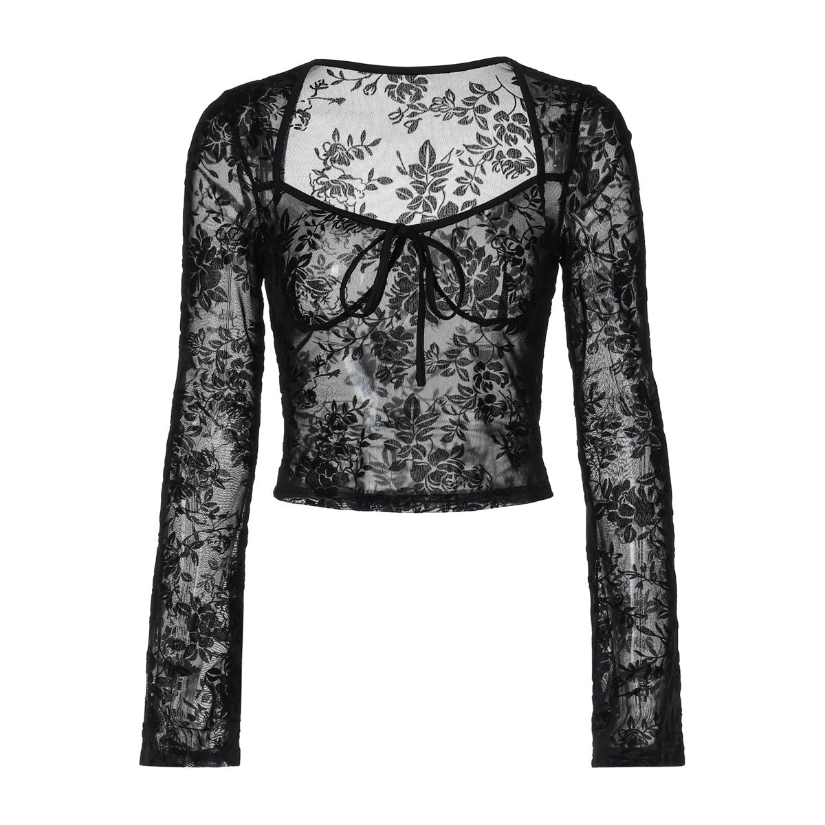 Fashionable Sheer Mesh Long Sleeve T-Shirt for Women