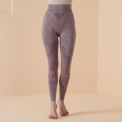 Seamless Washing Pattern Sports Tights Women'S High Waist Hip Bodybuilding Yoga Pants Fitness