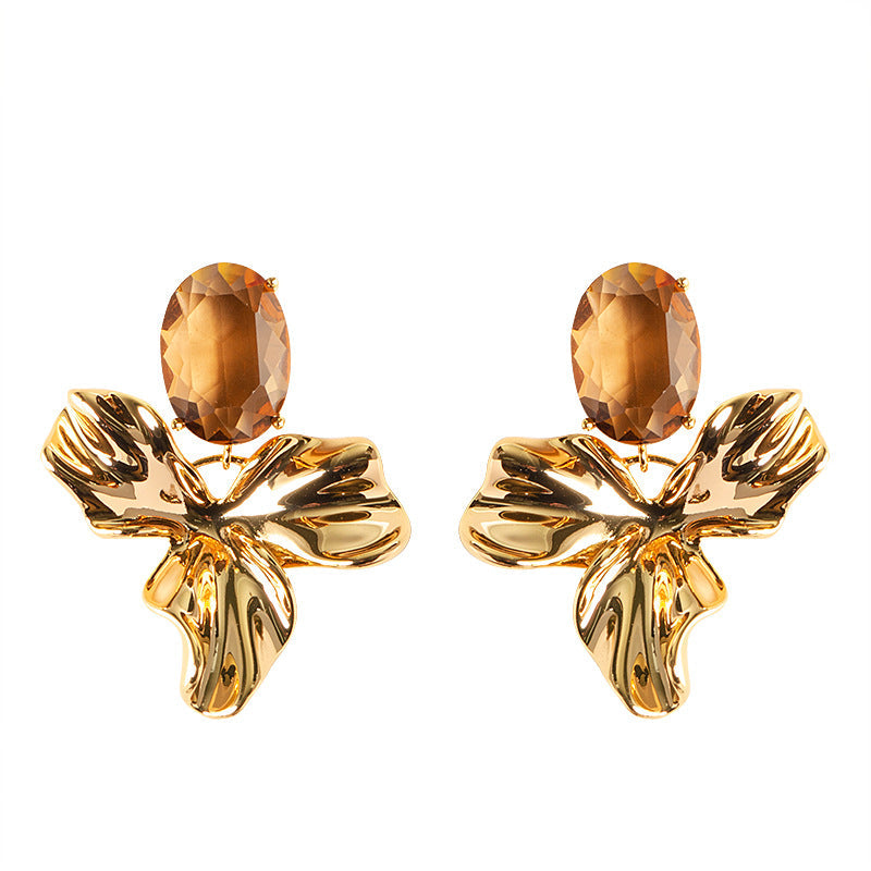 Stylish Irregular Floral Stud Earrings With S925 Silver