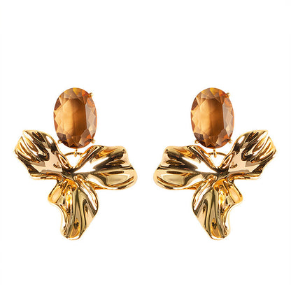 Stylish Irregular Floral Stud Earrings With S925 Silver