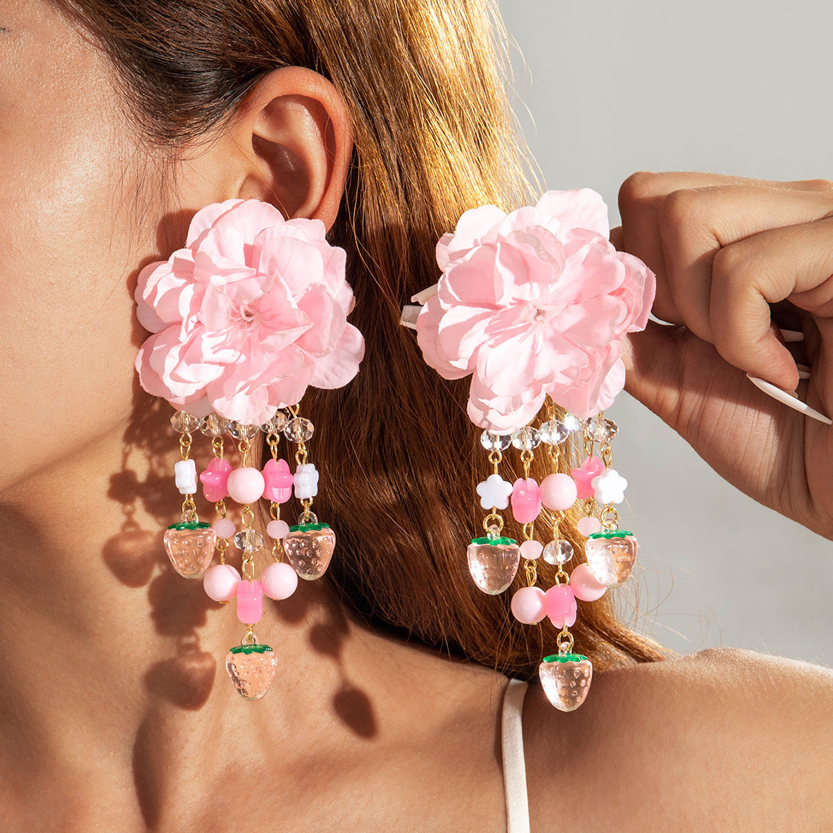 Floral Tassel Drop Earrings Elegant Gift For Women