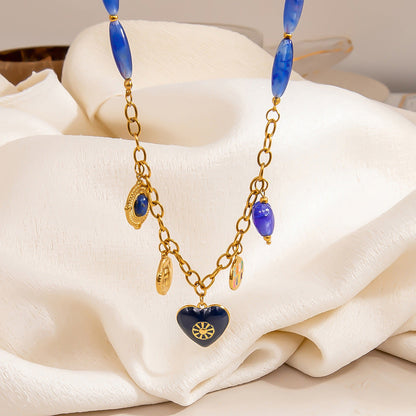DIY Stainless Steel Heart Pendant Necklace Elegant Layered Design