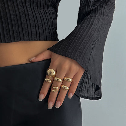 Trendy Geometric Metal Drop Rings For Women