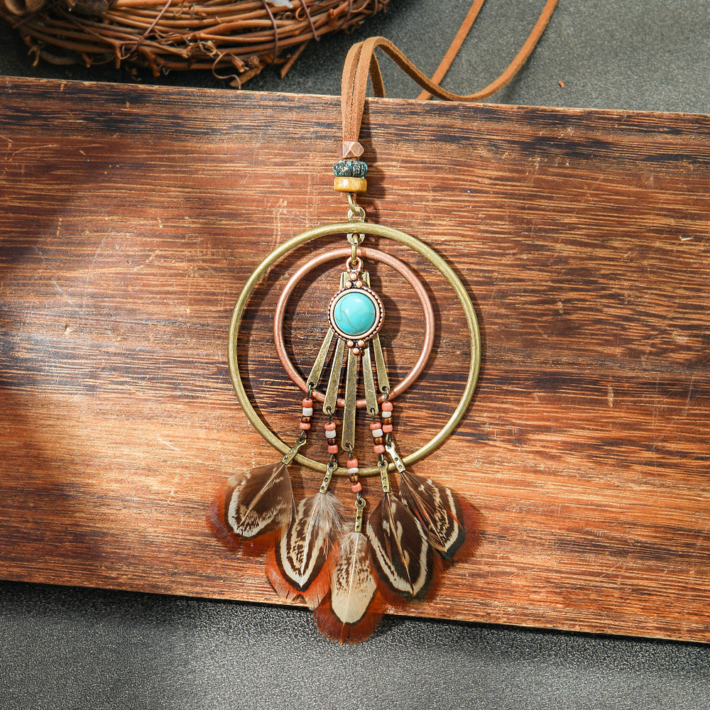 Bohemian Tassel Natural Feather Necklace Ethnic Vintage Jewelry