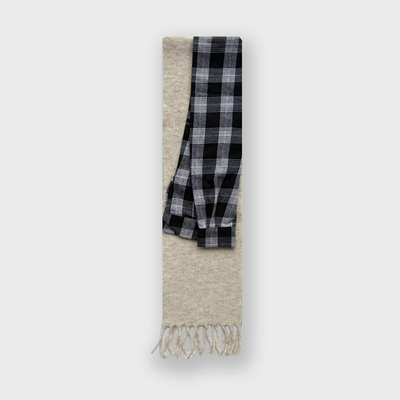 Geometric Pattern Knit Scarf Women's Wool Blend Winter Wrap