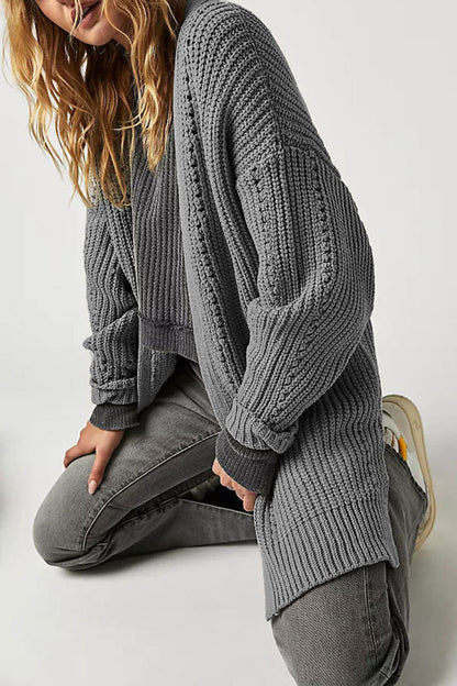 Solid Color Pocket Sweater Cardigan