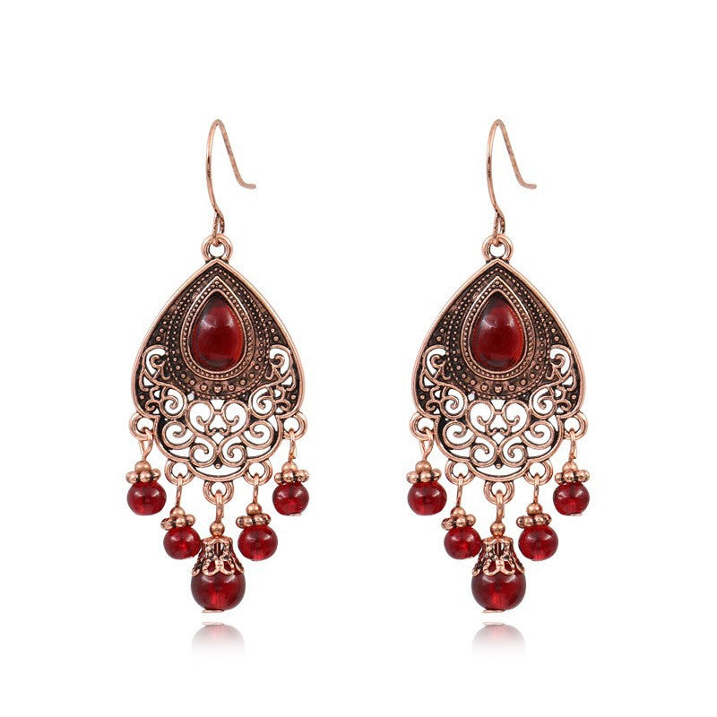 Bohemian Style Vintage Geometric Gemstone Earrings for Women