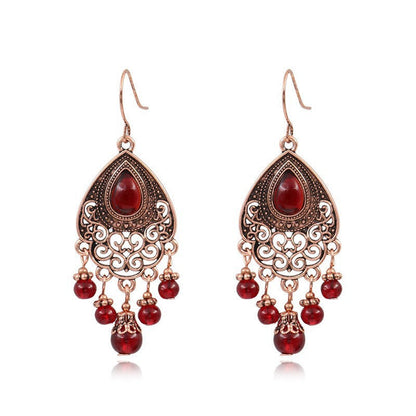 Bohemian Style Vintage Geometric Gemstone Earrings for Women