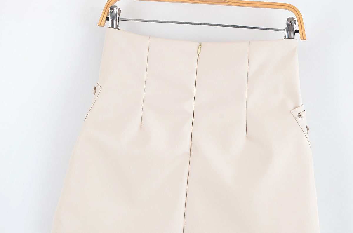 Simple Leather High Waist Mini Skirt