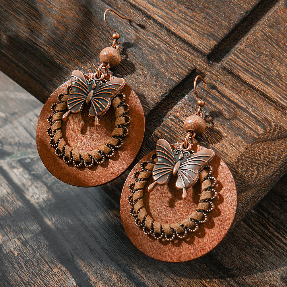 Brown Butterfly Earrings Bohemian Style Minimalist Design