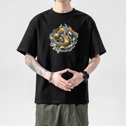 Tibetan Culture T-Shirt, Tibetan Totem, Eight Auspicious Characters, Six True Words, Short Sleeved Tibetan Clothing, Yak Clothing