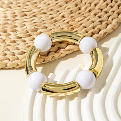 Exaggerated Acrylic Bead Bracelet Set Colorful Retro Jewelry