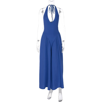 Deep V Lace Hollow-Out Maxi Dress Elegant Casual Dress
