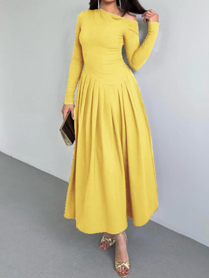 Elegant High Waist Long Sleeve Maxi Dress for Women