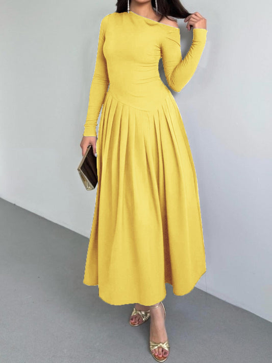 Elegant High Waist Long Sleeve Maxi Dress for Women