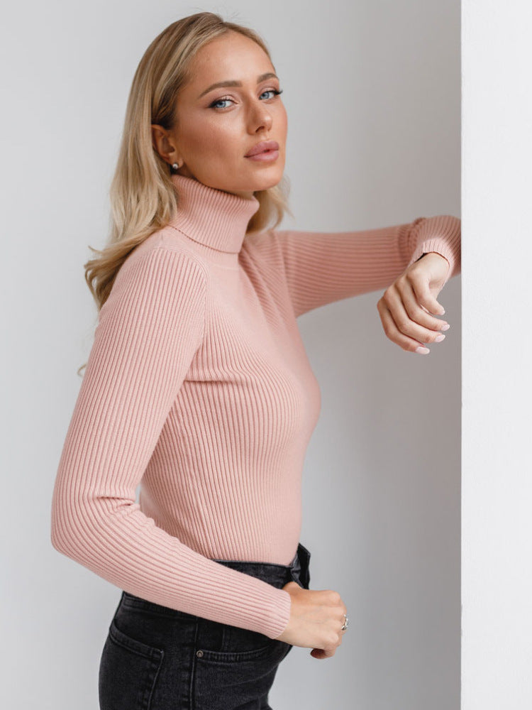 High Neck Knitted Sweater Comfortable Casual Pullover