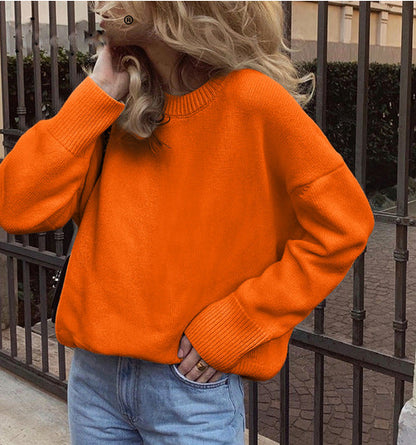 Simple Soft Solid Color Ribbed Knit Top