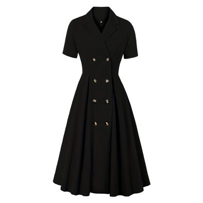 Red Polo Collar Midi Dress Elegant Office Wear