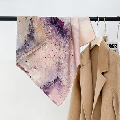 Double Sided Print Soft Square Silk Scarf