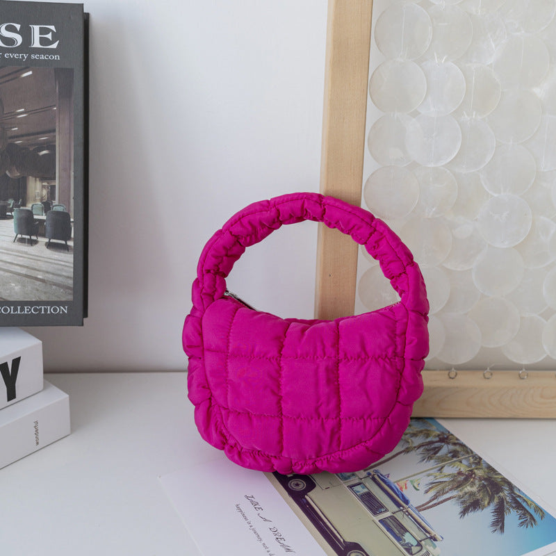 Mini Cloud Bag with Ruching Stylish Nylon Tote